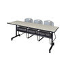 Kobe Rectangle FlipTop Table, 84" W, 29" H, Laminate Top, Maple MKFTM8424PL44GY