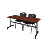Kobe Rectangle FlipTop Table, 72" W, 29" H, Laminate Top, Cherry MKFT7230CH47BK