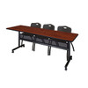 Kobe Rectangle FlipTop Table, 84" W, 29" H, Laminate Top, Cherry MKFTM8424CH47BK