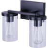 Canarm Britton 2-Light Black Vanity Bath Light Fixture, Clear Glass IVL1234A02BK 516508 Canarm Britton 2-Light Black Vanity Bath Light Fixture, Clear Glass IVL1234A02BK 516508