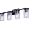 Canarm Britton 4-Light Black Vanity Bath Light Fixture, Clear Glass IVL1234A04BK