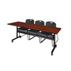 Kobe Rectangle FlipTop Table, 84" W, 29" H, Laminate Top, Cherry MKFTM8424CH44BK