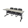 Kobe Rectangle FlipTop Table, 84" W, 29" H, Laminate Top, Maple MKFTM8424PL44BK