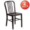 2PK Black-Gold Metal Indoor-Outdoor Chair - Bistro  2-CH-61200-18-BQ-GG