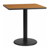 Square Natural Laminate Table, 30" W, 30" L, 31.125" H, Laminate Top, Wood Grain