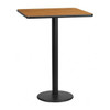 Square Natural Laminate Table, 30" W, 30" L, 43.125" H, Laminate Top, Wood Grain