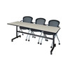 Kobe Rectangle Mobile table, 84" W, 29" H, Laminate Top, Maple MKFT8424PL23BK