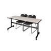 Kobe Rectangle FlipTop Table, 72" W, 29" H, Laminate Top, Maple MKFT7230PL44BK