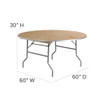 Flash Furniture Round Folding Table, Wood Top, Wood Grain XA-60-BIRCH-M-GG