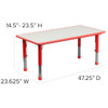 Flash Furniture Rectangle Table Set, Plastic, Steel, Grey YU-YCY-060-0036-RECT-TBL-RED-GG