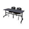 Kobe FlipTop Trng Table,2 M Chairs,Kobe,72" MKFT7224GY47BK