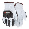 Leather Drivers Gloves, Shirred Slip-On, White / White, L, 12 PK
