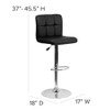Black Quilted Vinyl Barstool, Adj Height, Weight Capacity: 330 lb.  DS-810-MOD-BK-GG