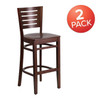 Darby Series Slat Back Walnut Wood Restaurant Barstool,PK2