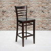 HERCULES Series Ladder Back Walnut Wood Restaurant Barstool, PK2