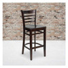 HERCULES Series Ladder Back Walnut Wood Restaurant Barstool, PK2