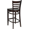 HERCULES Series Ladder Back Walnut Wood Restaurant Barstool, PK2  2-XU-DGW0005BARLAD-WAL-GG