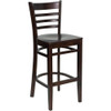 HERCULES Series Ladder Back Walnut Wood Restaurant Barstool, PK2  2-XU-DGW0005BARLAD-WAL-GG