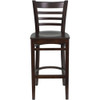 HERCULES Series Ladder Back Walnut Wood Restaurant Barstool, PK2  2-XU-DGW0005BARLAD-WAL-GG