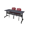 Kobe Rectangle FlipTop Table, 72" W, 29" H, Laminate Top, Gray MKFTM7224GY47BY