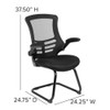 Flash Furniture Black Mesh Sled Base Side Reception Chai BL-X-5C-GG