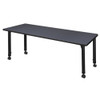 Rectangular Mobile Tables, 72 W, 24 L, 23-34 H, Wood, Metal, Grey  MT7224GYAPCBK