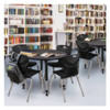 Round Mobile Tables, 30 W, 30 L, 23-34 H, Wood, Metal, Grey