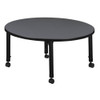 Round Mobile Tables, 30 W, 30 L, 23-34 H, Wood, Metal, Grey  TB30RNDGYAPCBK
