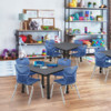 Square Mobile Tables, 36 W, 36 L, 23-34 H, Wood, Metal, Grey  TB3636GYAPCBK