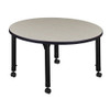Round Mobile Tables, 42 W, 42 L, 23-34 H, Wood, Metal, Maple  TB42RNDPLAPCBK