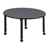 Round Mobile Tables, 48 W, 48 L, 23-34 H, Wood, Metal, Grey  TB48RNDGYAPCBK