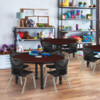 Round Mobile Tables, 48 W, 48 L, 23-34 H, Wood, Metal, Mahogany  TB48RNDMHAPCBK