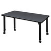 Rectangular Mobile Tables, 48 W, 30 L, 23-34 H, Wood, Metal, Grey  MT4830GYAPCBK