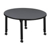 Round Mobile Tables, 42 W, 42 L, 23-34 H, Wood, Metal, Grey  TB42RNDGYAPCBK