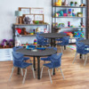 Round Mobile Tables, 42 W, 42 L, 23-34 H, Wood, Metal, Grey  TB42RNDGYAPCBK