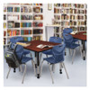 Square Mobile Tables, 48 W, 48 L, 23-34 H, Wood, Metal, Cherry