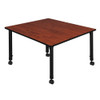 Square Mobile Tables, 48 W, 48 L, 23-34 H, Wood, Metal, Cherry  TB4848CHAPCBK