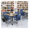Square Mobile Tables, 42 W, 42 L, 23-34 H, Wood, Metal, Maple