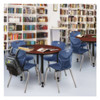 Round Mobile Tables, 42 W, 42 L, 23-34 H, Wood, Metal, Cherry