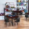 Round Mobile Tables, 36 W, 36 L, 23-34 H, Wood, Metal, Mahogany  TB36RNDMHAPCBK