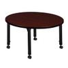 Round Mobile Tables, 36 W, 36 L, 23-34 H, Wood, Metal, Mahogany  TB36RNDMHAPCBK