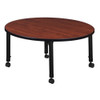 Round Mobile Tables, 30 W, 30 L, 23-34 H, Wood, Metal, Cherry  TB30RNDCHAPCBK