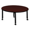 Round Mobile Tables, 30 W, 30 L, 23-34 H, Wood, Metal, Mahogany  TB30RNDMHAPCBK