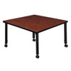 Square Mobile Tables, 36 W, 36 L, 23-34 H, Wood, Metal, Cherry  TB3636CHAPCBK