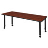 Rectangular Mobile Tables, 72 W, 24 L, 23-34 H, Wood, Metal, Cherry  MT7224CHAPCBK