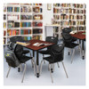 Square Mobile Tables, 30 W, 30 L, 23-34 H, Wood, Metal, Cherry