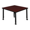 Square Mobile Tables, 30 W, 30 L, 23-34 H, Wood, Metal, Mahogany  TB3030MHAPCBK