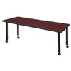 Rectangular Mobile Tables, 66 W, 24 L, 23-34 H, Wood, Metal, Mahogany  MT6624MHAPCBK