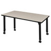 Rectangular Mobile Tables, 48 W, 24 L, 23-34 H, Wood, Metal, Maple  MT4824PLAPCBK