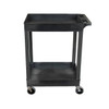 Luxor Plastic Utility Tub Cart - 24" x 18" - Two Shelf -  Black SEC11-B